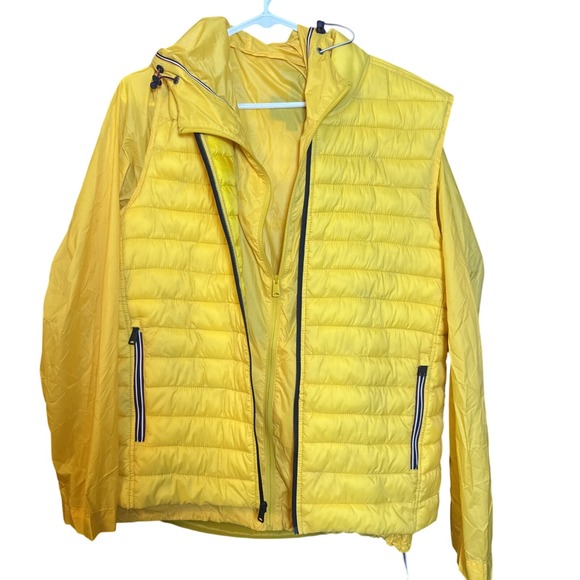 Tommy Hilfiger Yellow Hooded Packable Primaloft Jacket Men's‎ M Travel Zip